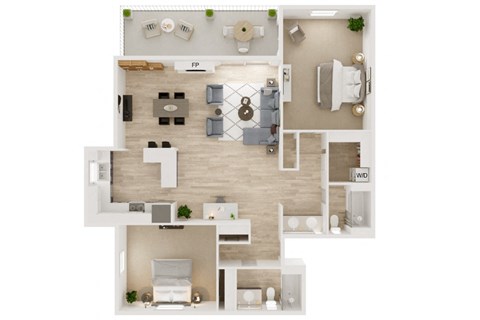 Floor plan for 2 beds, 2 baths, 1176 sqft